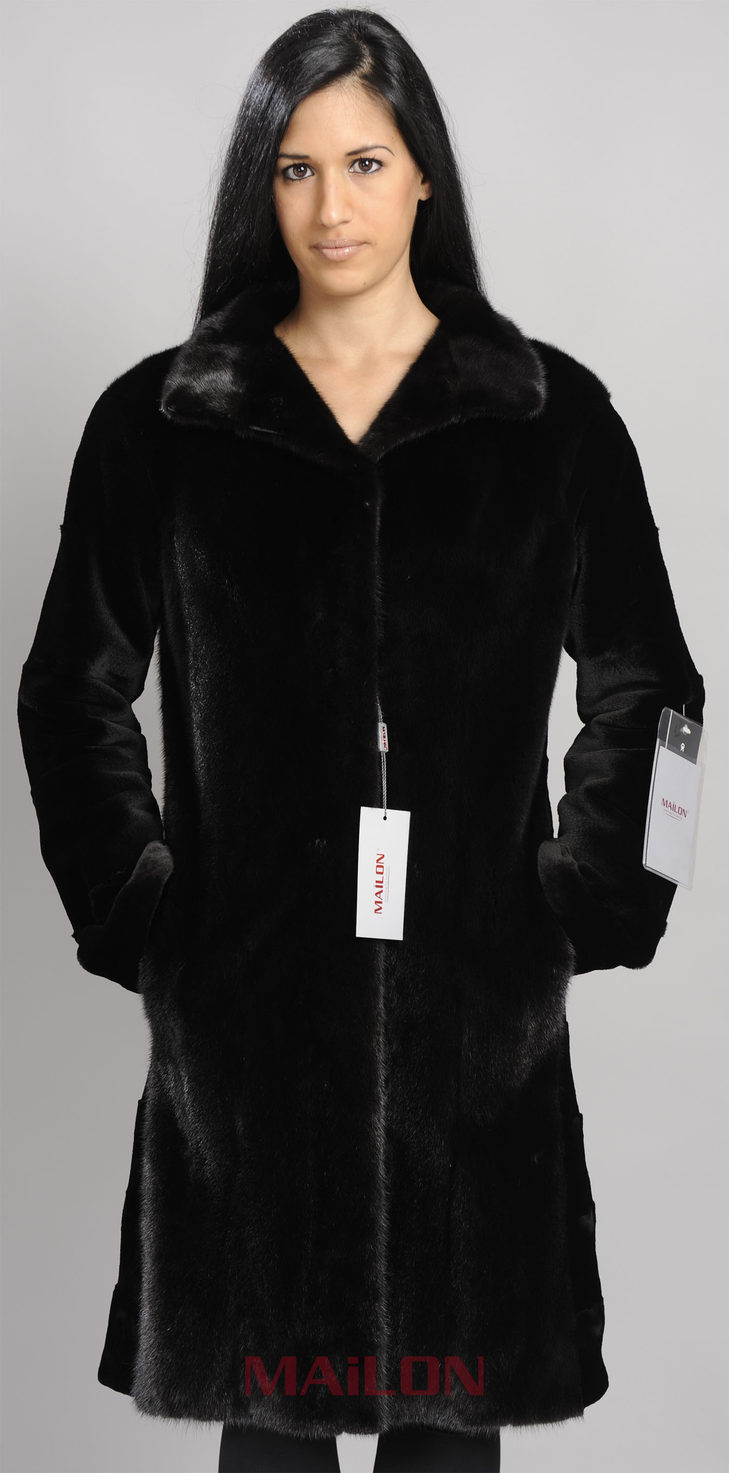 Black Mink Coat with sheared sleeves