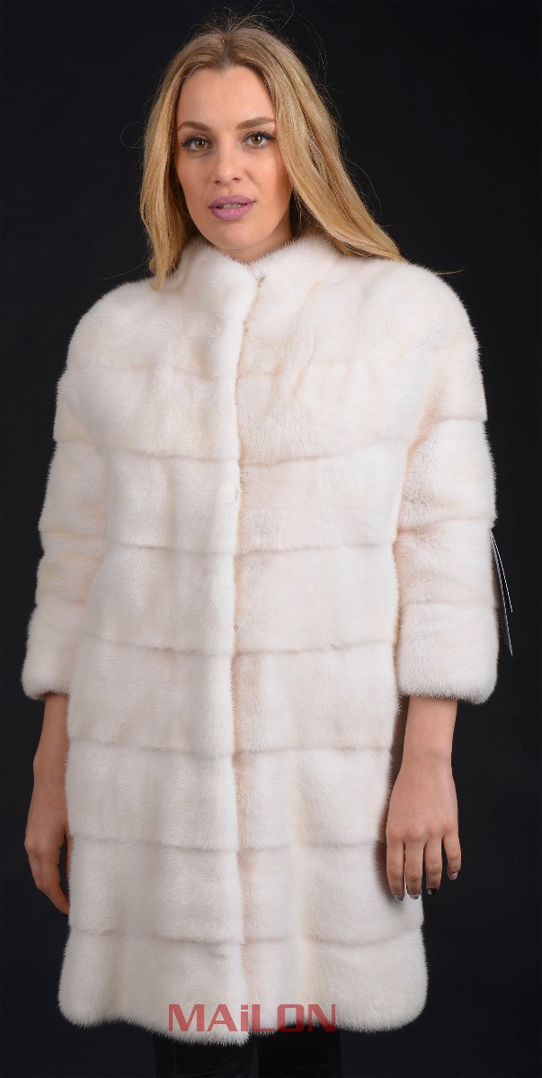 Pearl Mink Coat Jacket with Pelts across