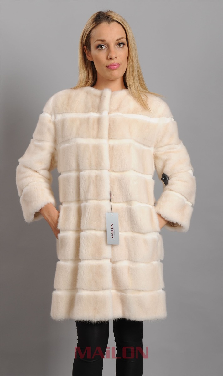 Layered Golden Pearl Mink Coat with sheared mink inserts