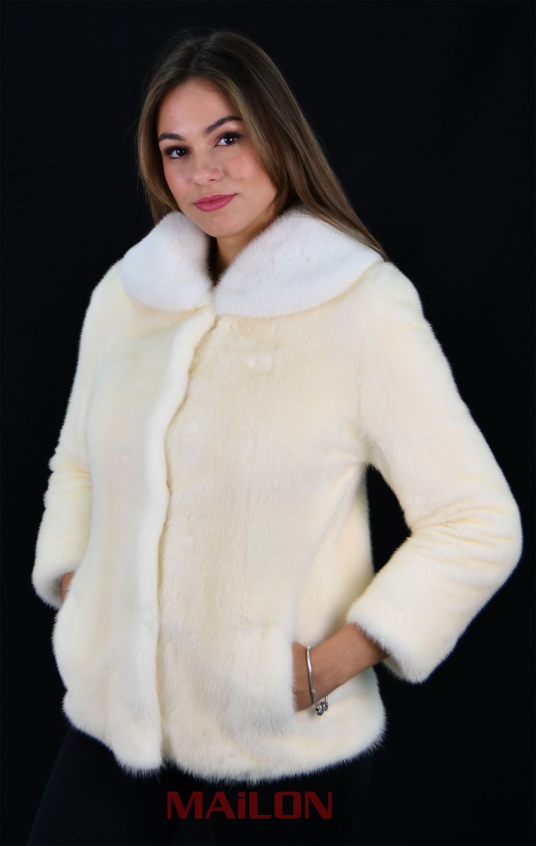 Pearl Jacket bolero with white mink collar - Size XS