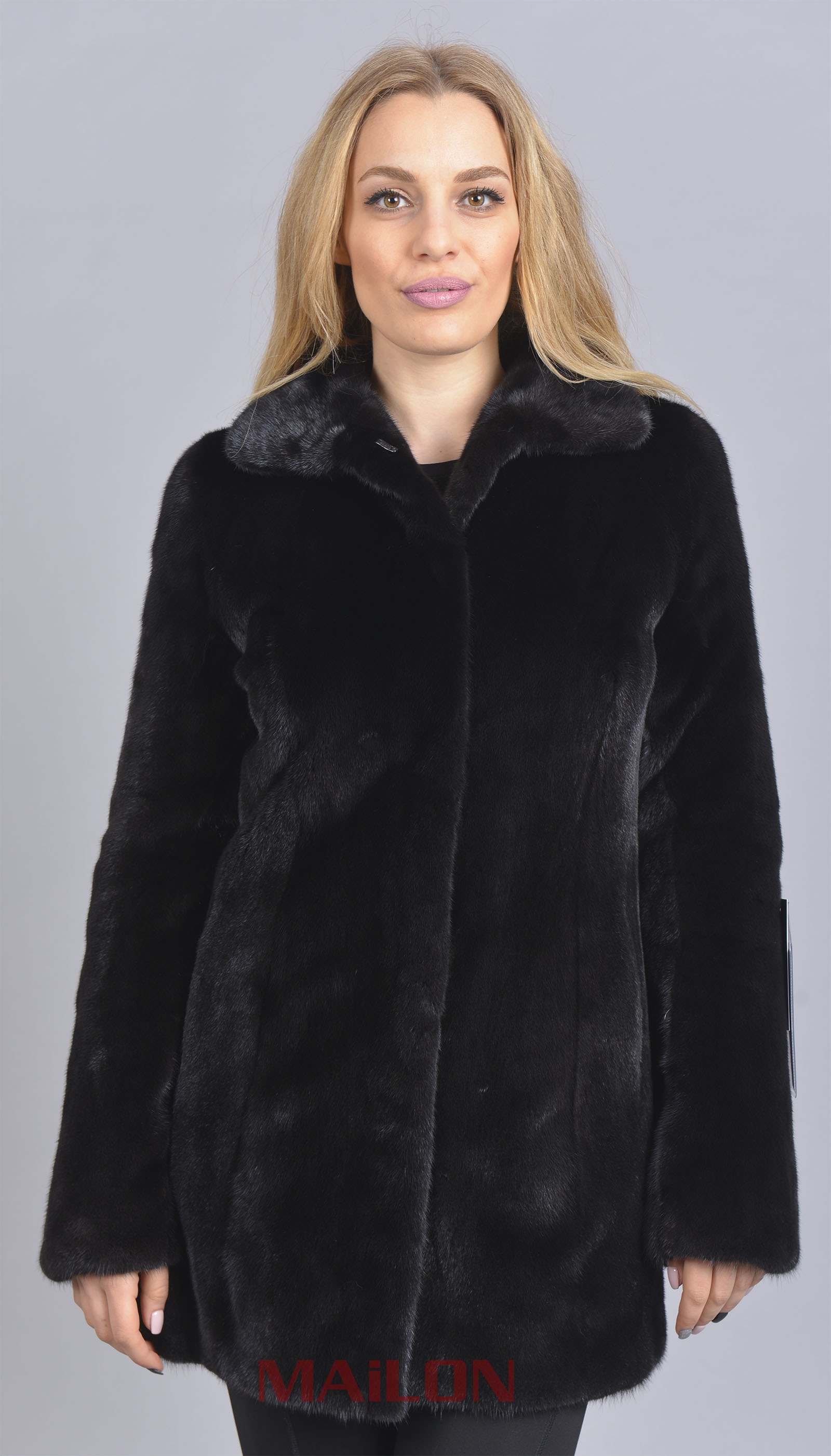 SAGA ROYAL Black Mink fur jacket Size XS EU36