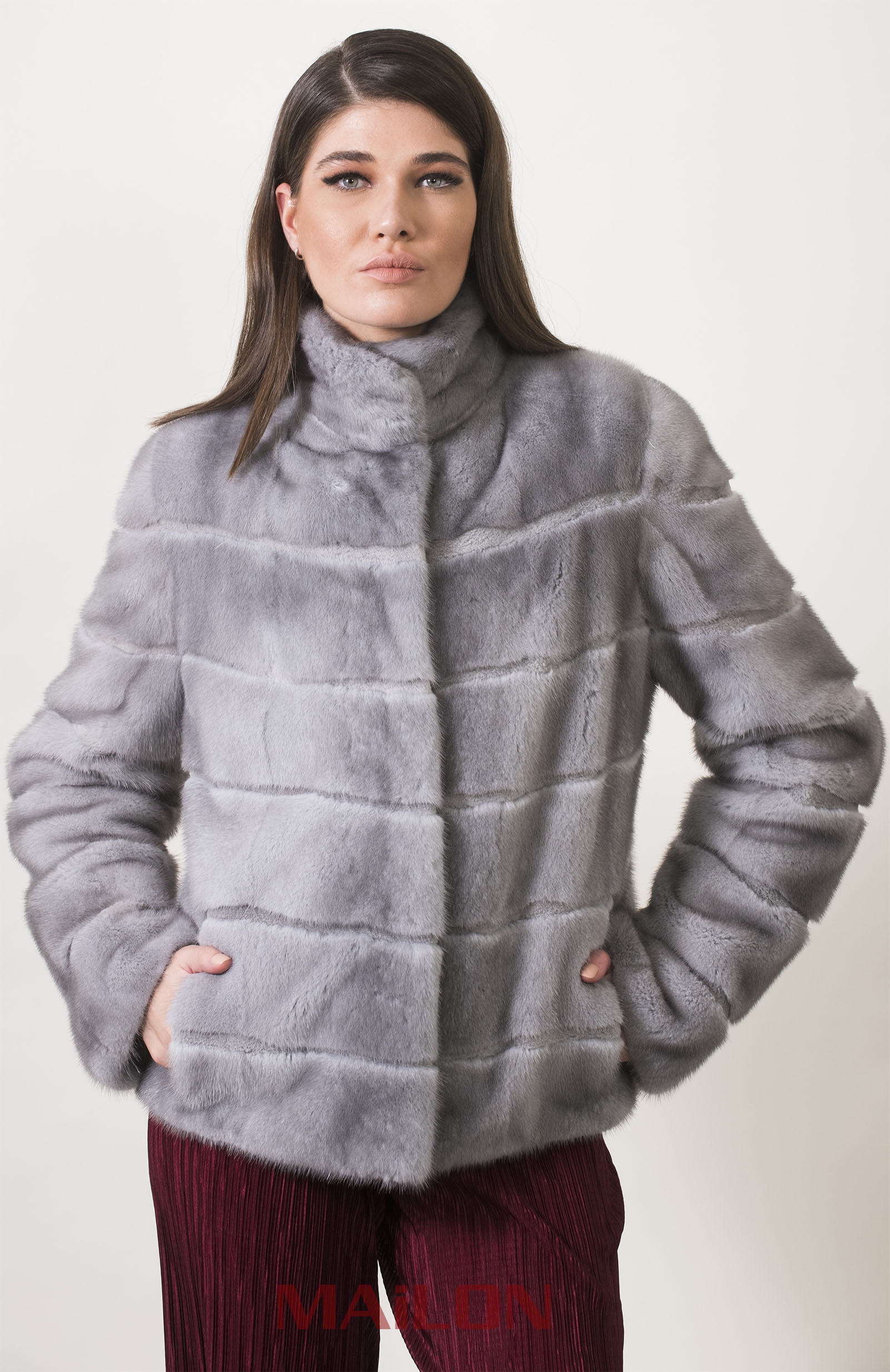 Sapphire Mink Fur Jacket with sheared mink inserts