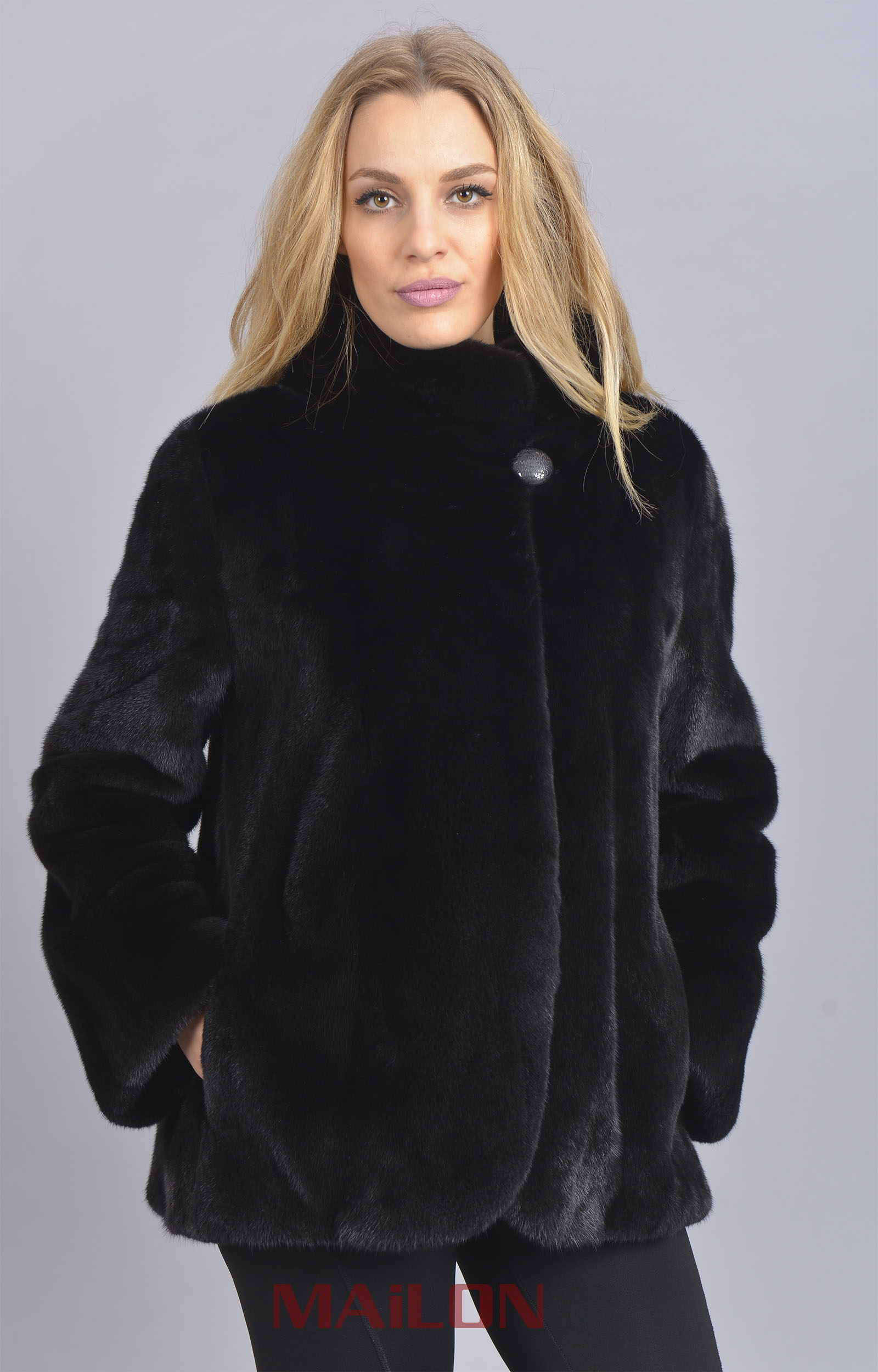 New SAGA ROYAL Black Mink fur jacket