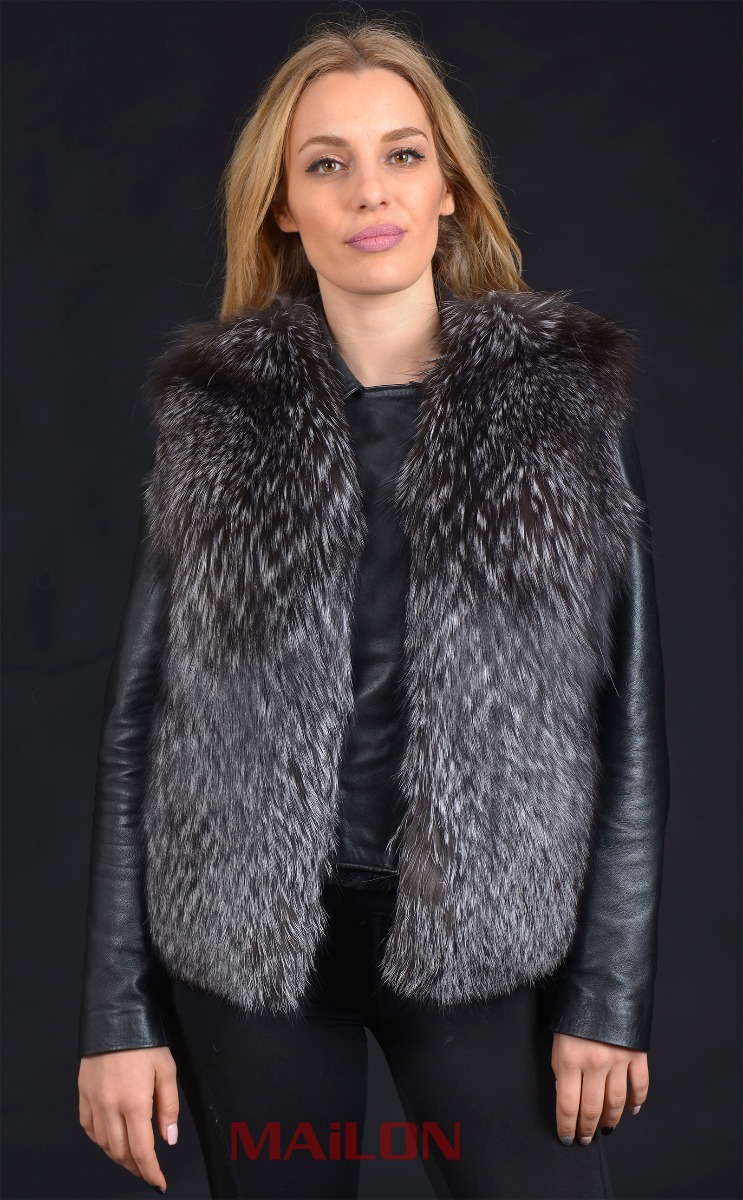 SAGA Silver Fox perforated fox fur vest