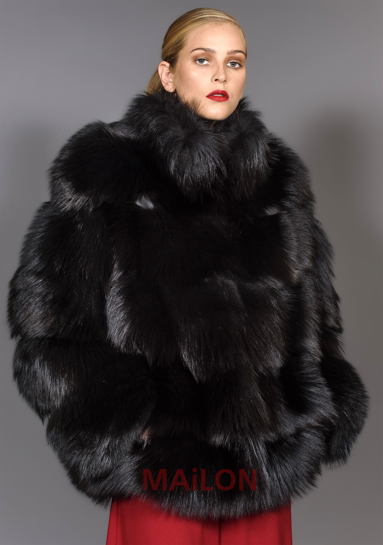 SAGA Black Fox Fur Jacket