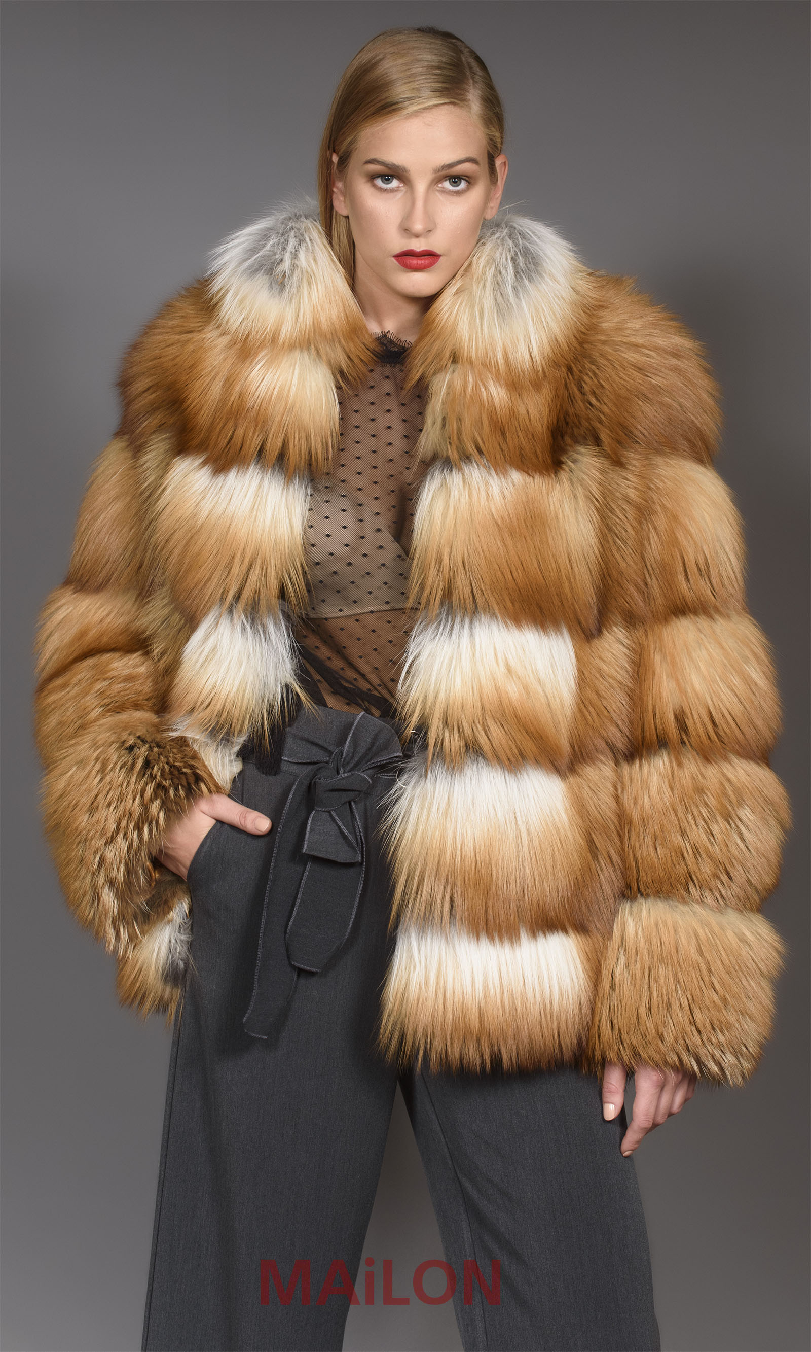 SAGA Gold Fox Fur Jacket - Size Medium