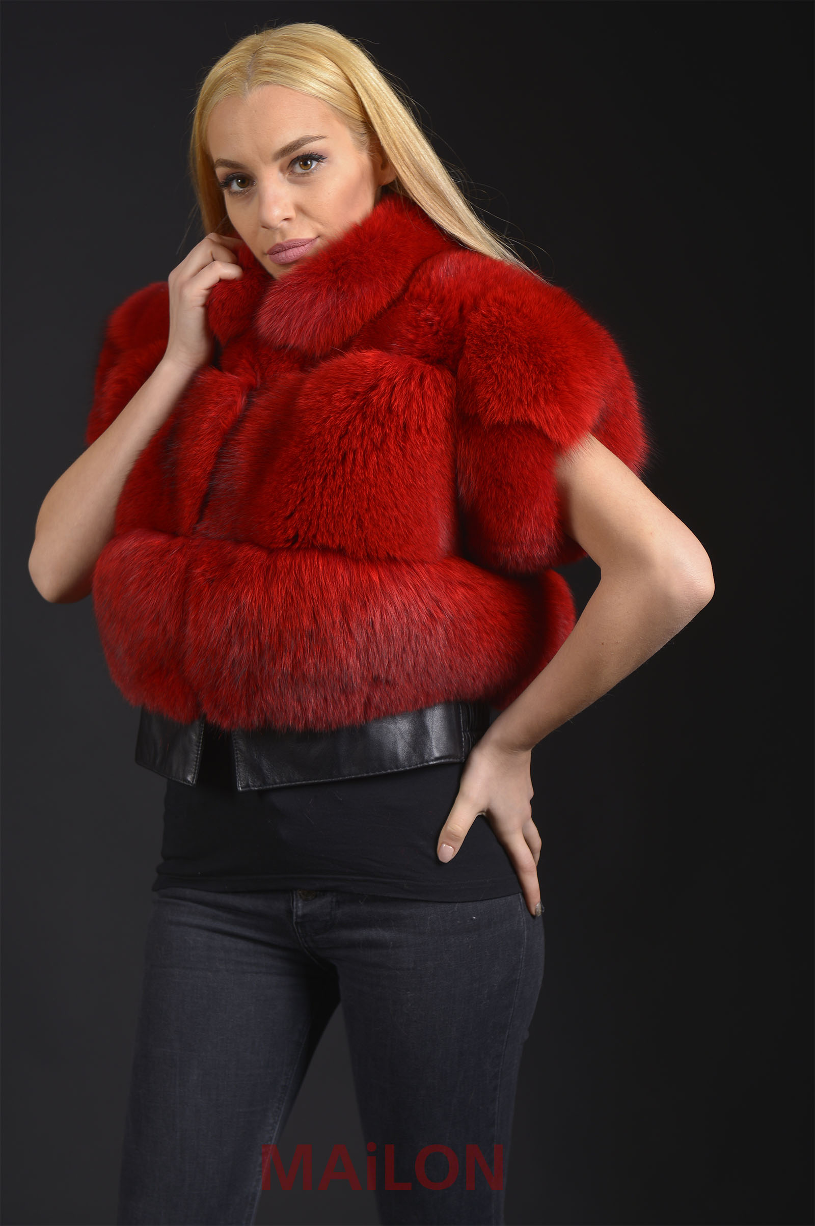 Red SAGA Fox bolero/jacket/vest - Size Small/Medium