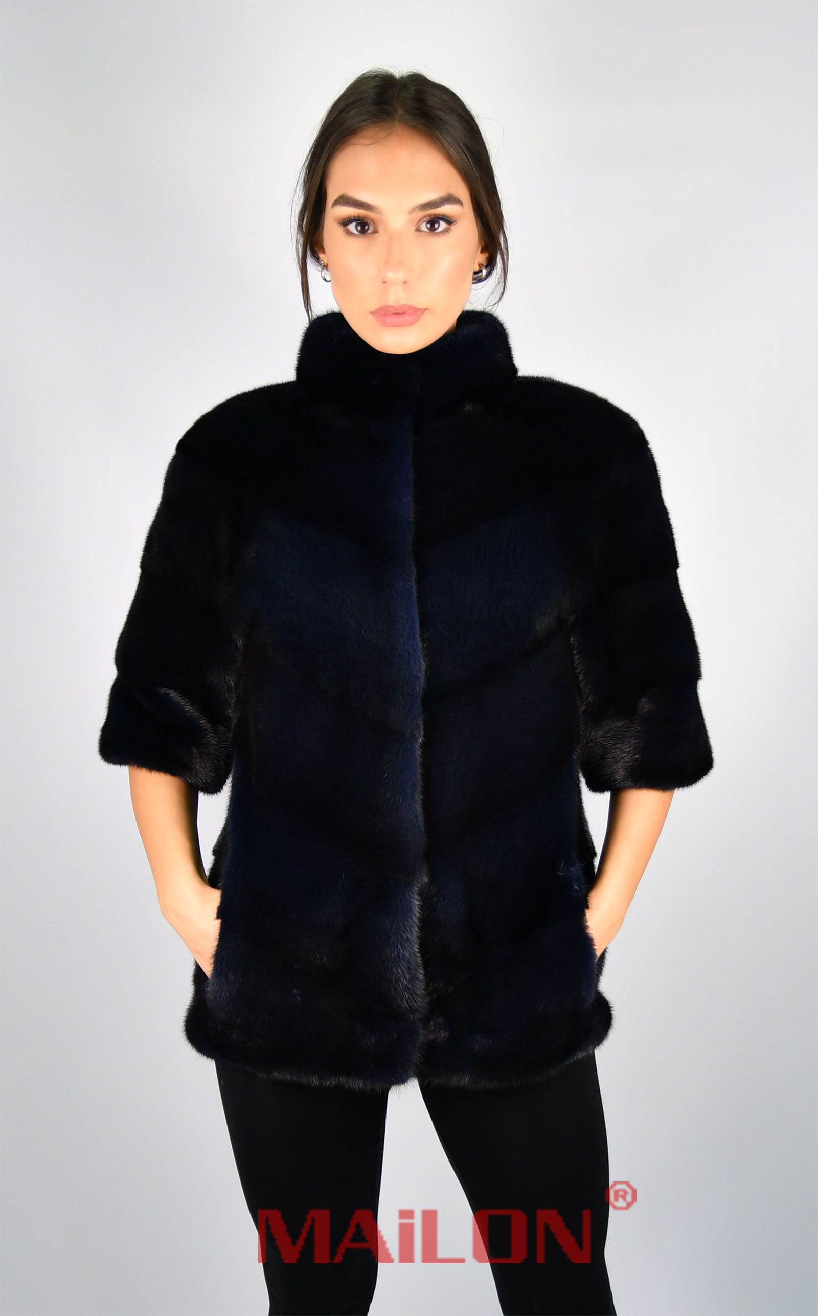 SAGA ROYAL Blue Mink Fur Jacket