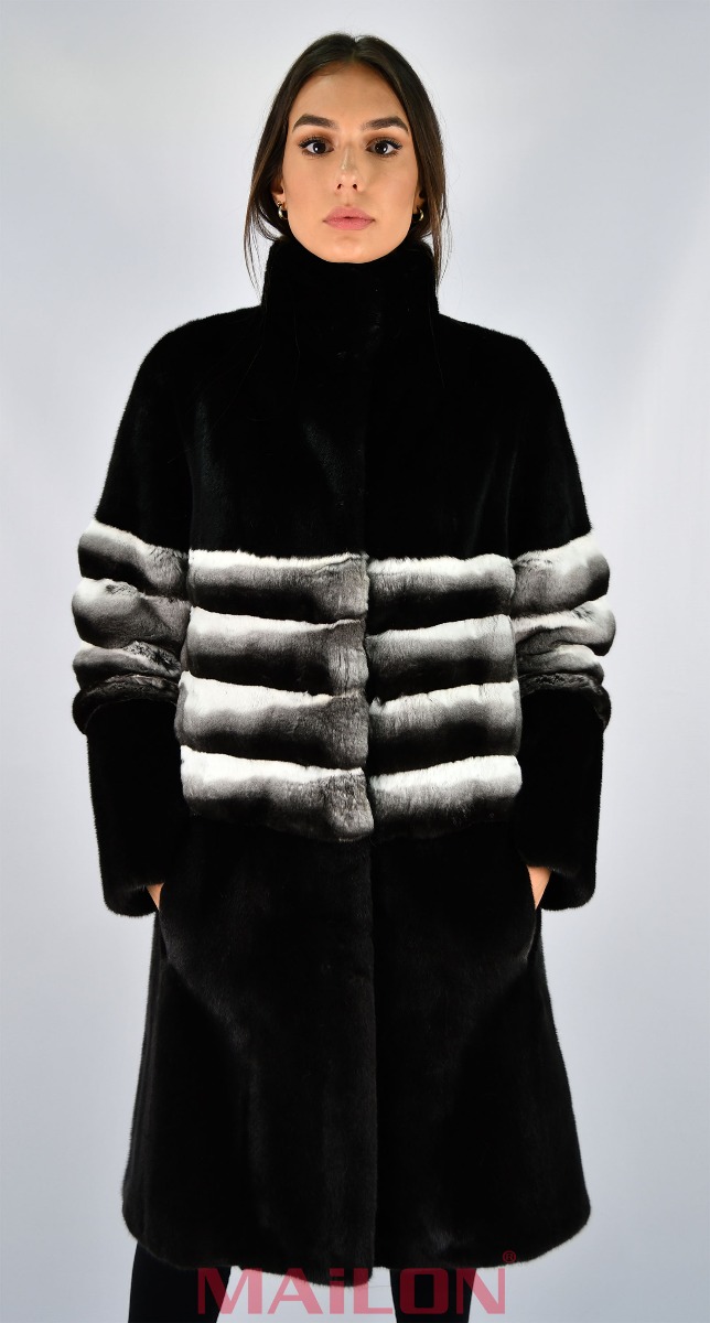 Blackglama Mink Fur Coat with chinchilla