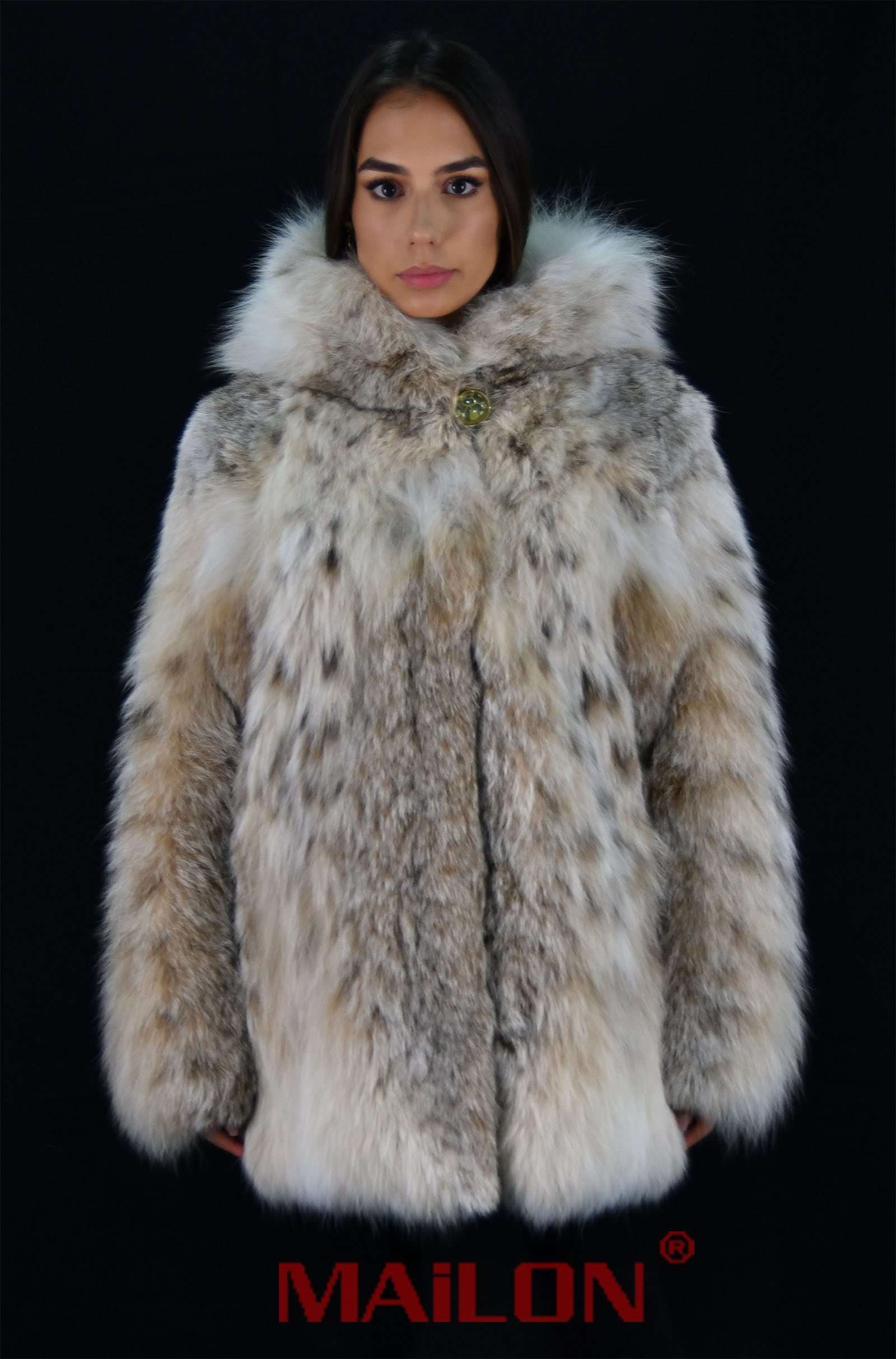 Hooded Canadian Lynx Fur jacket parka CITES