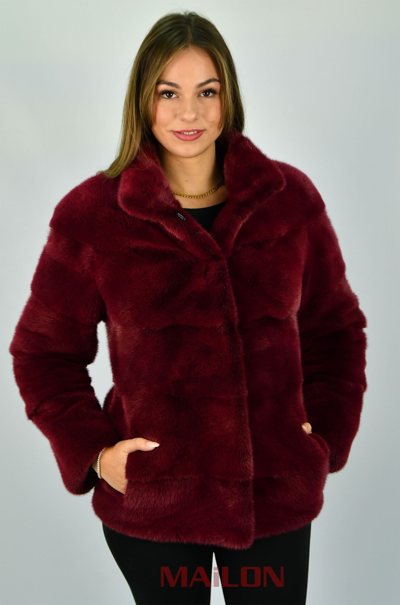 Cherry Red SAGA ROYAL mink jacket