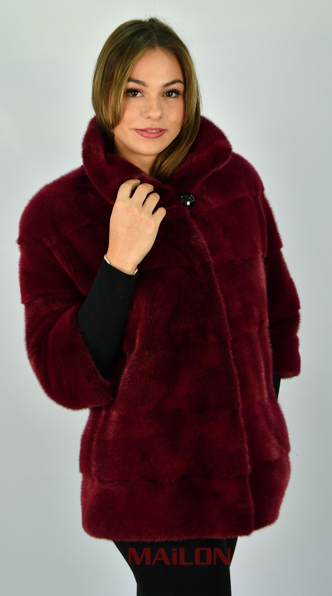Cherry Red Pelts Across SAGA ROYAL mink jacket
