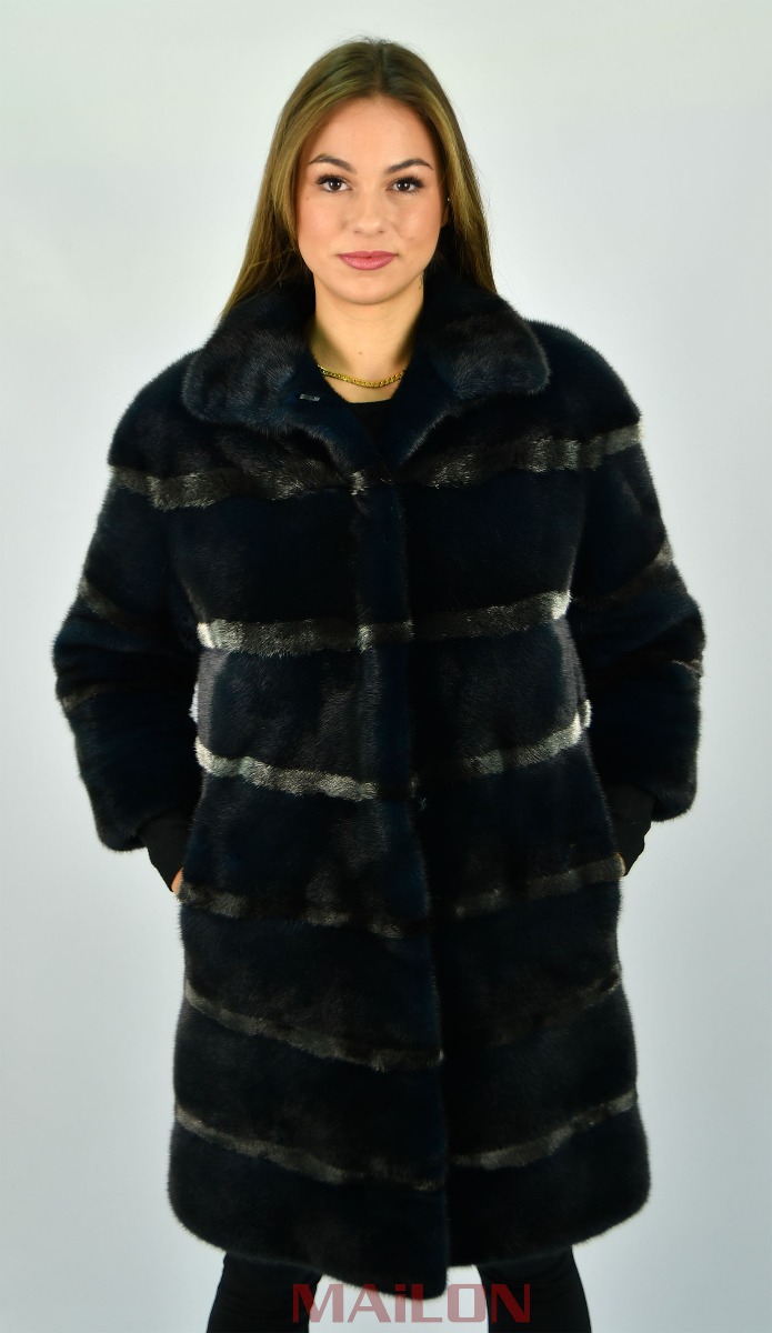 SAGA ROYAL Blue Mink Fur coat - Size Small/Medium