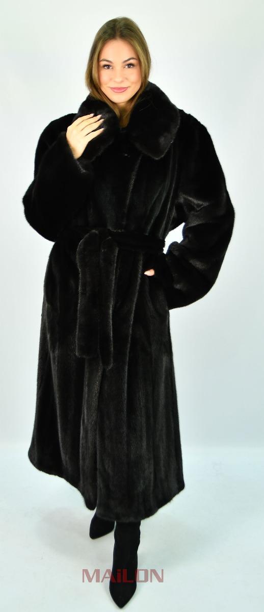 Fully Letout full length Black Mink coat with English collar