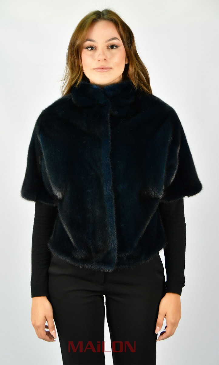 SAGA ROYAL Blue Mink Fur Bolero Jacket - Size Small/Medium