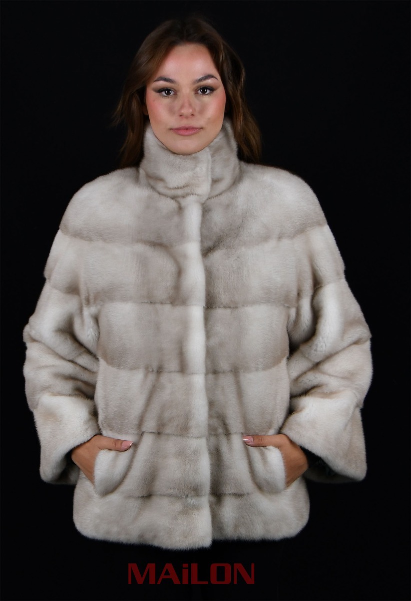 RARE! Lavender (natural) Mink fur jacket - pelts across