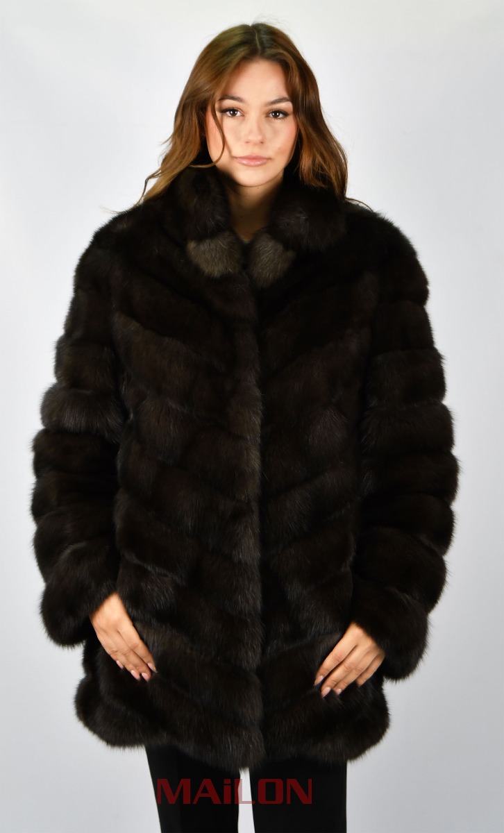 Brand New Diagonal Sable Fur Jacket