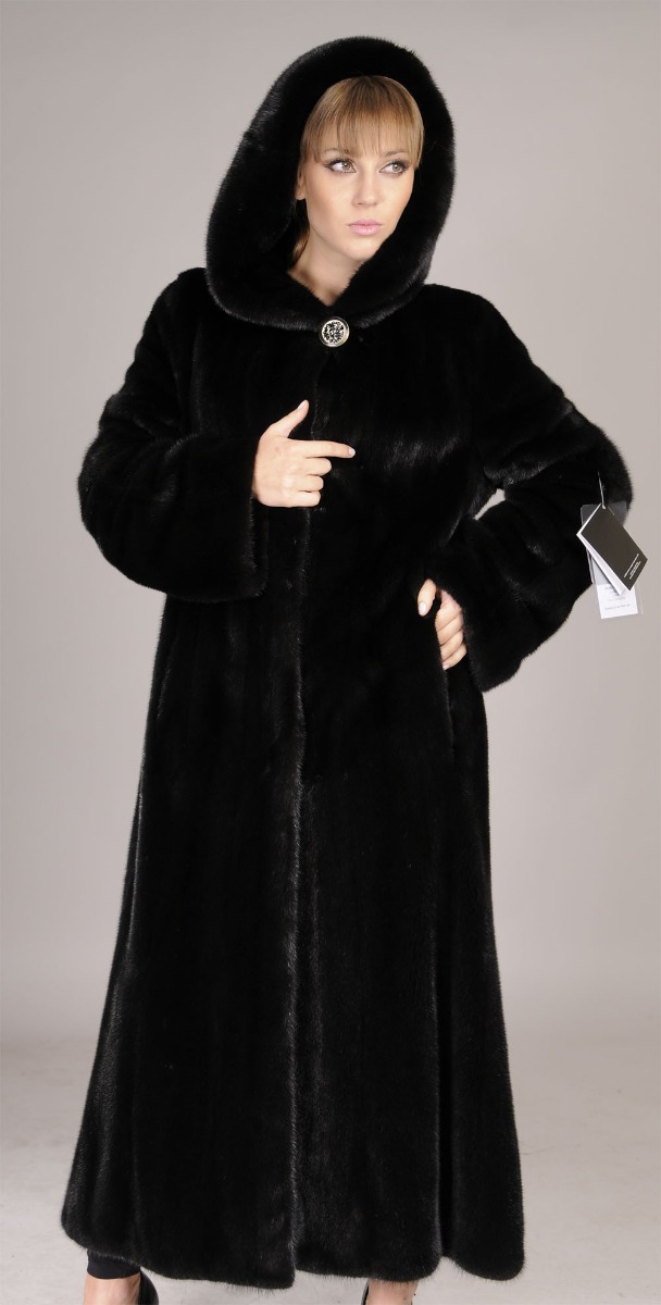 Hooded Blackglama Letout Full Length Mink Coat