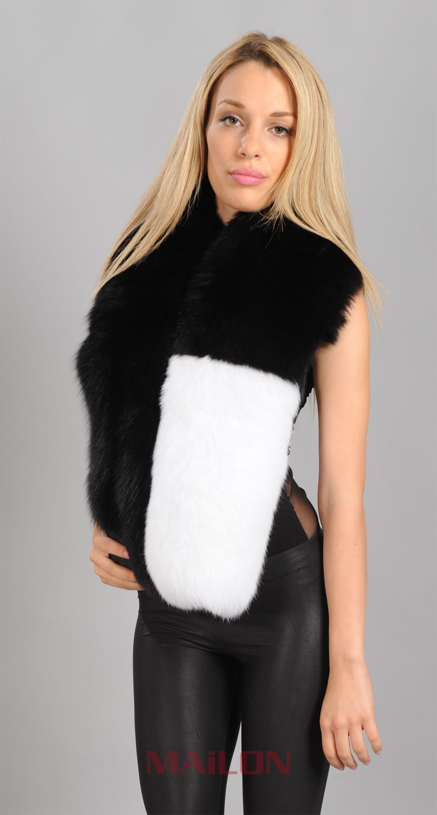 Black & White Fox Fur collar / scarf