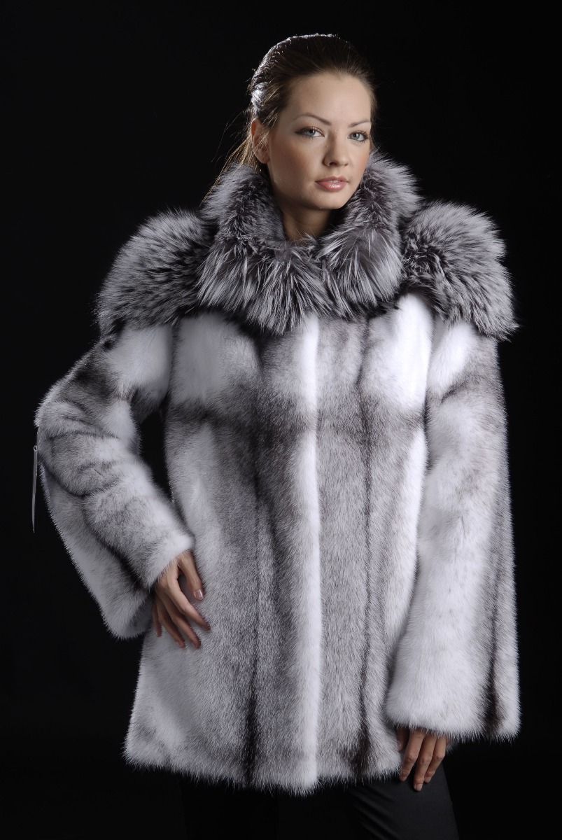 Black Cross coat with Fox collar and on shoulders