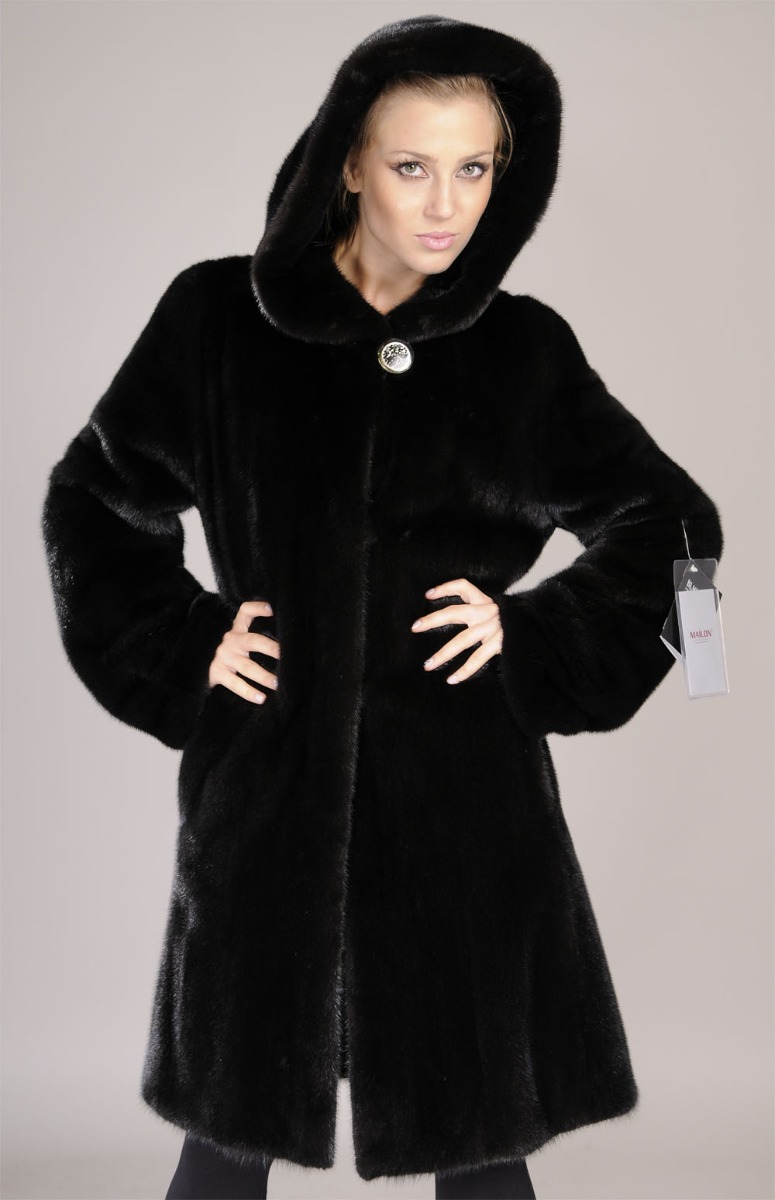 Blackglama Letout Hooded Knee length Mink Coat