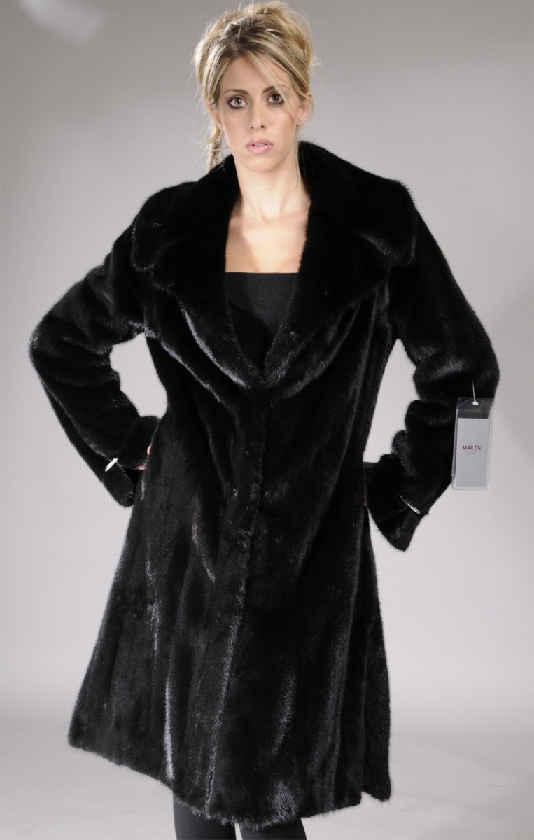 Fully Letout Black Mink coat with English collar