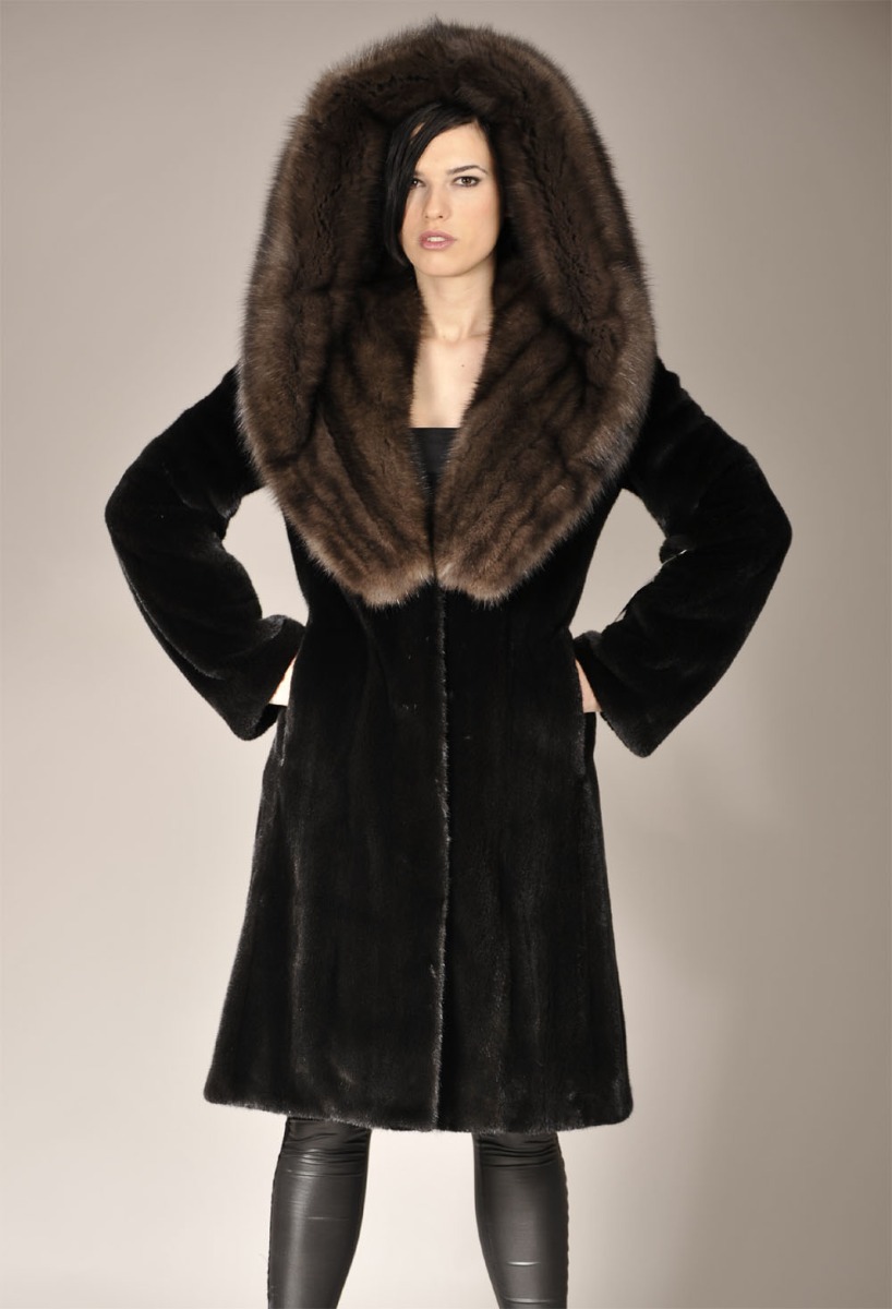 Blackglama Mink Coat with Huge Russian sable hood