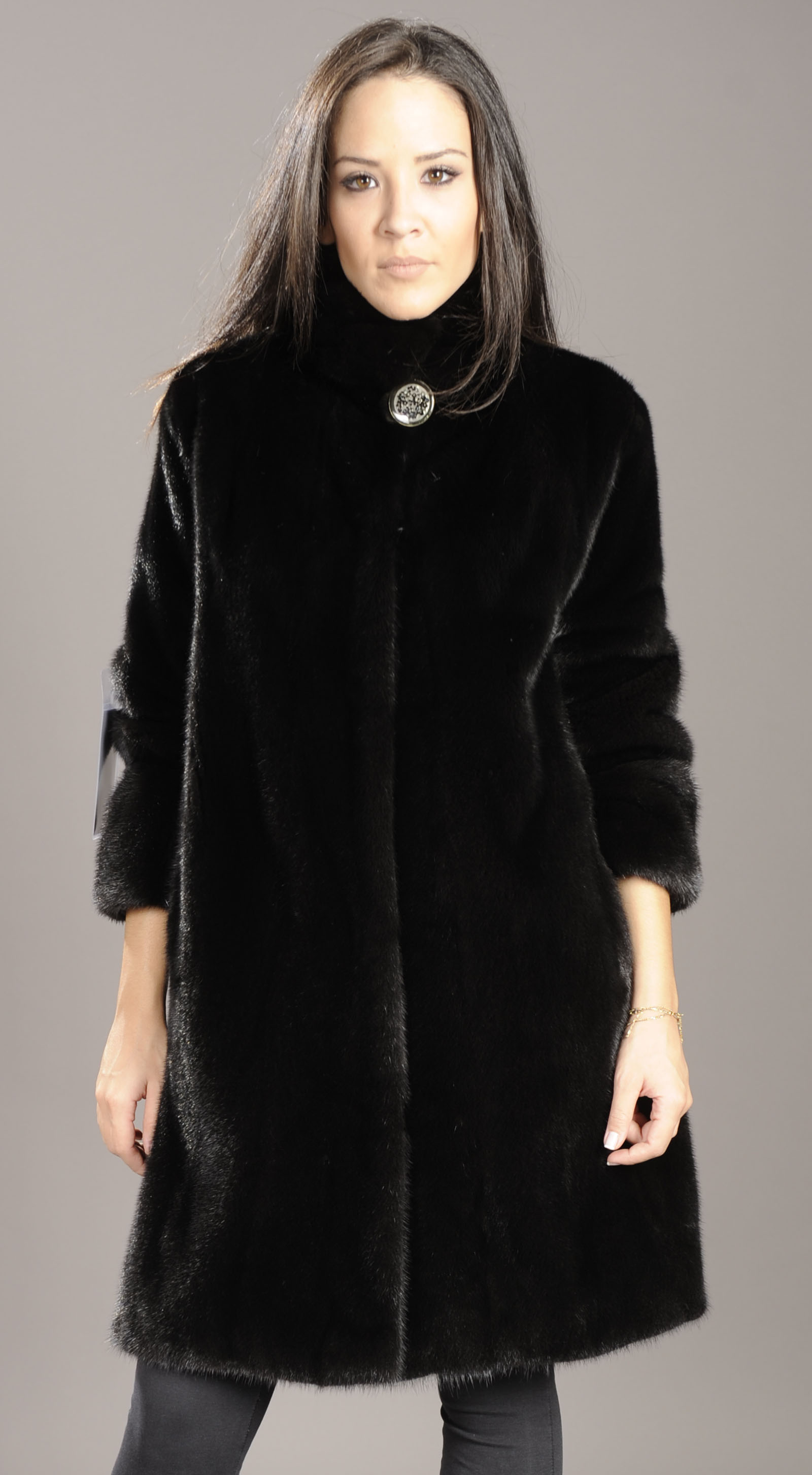 Letout Black Mink fur jacket coat with 3/4 sleeves