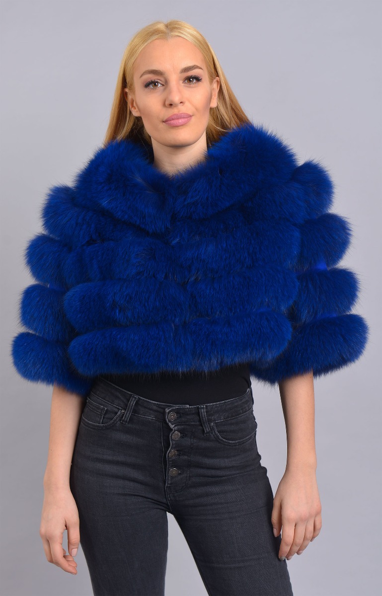 Dyed Blue SAGA Fox bolero / jacket - Size Medium