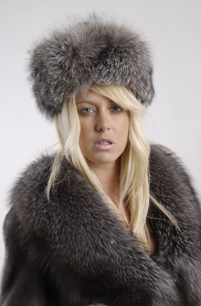 Blue Frost Fox Fur Headband - One Size