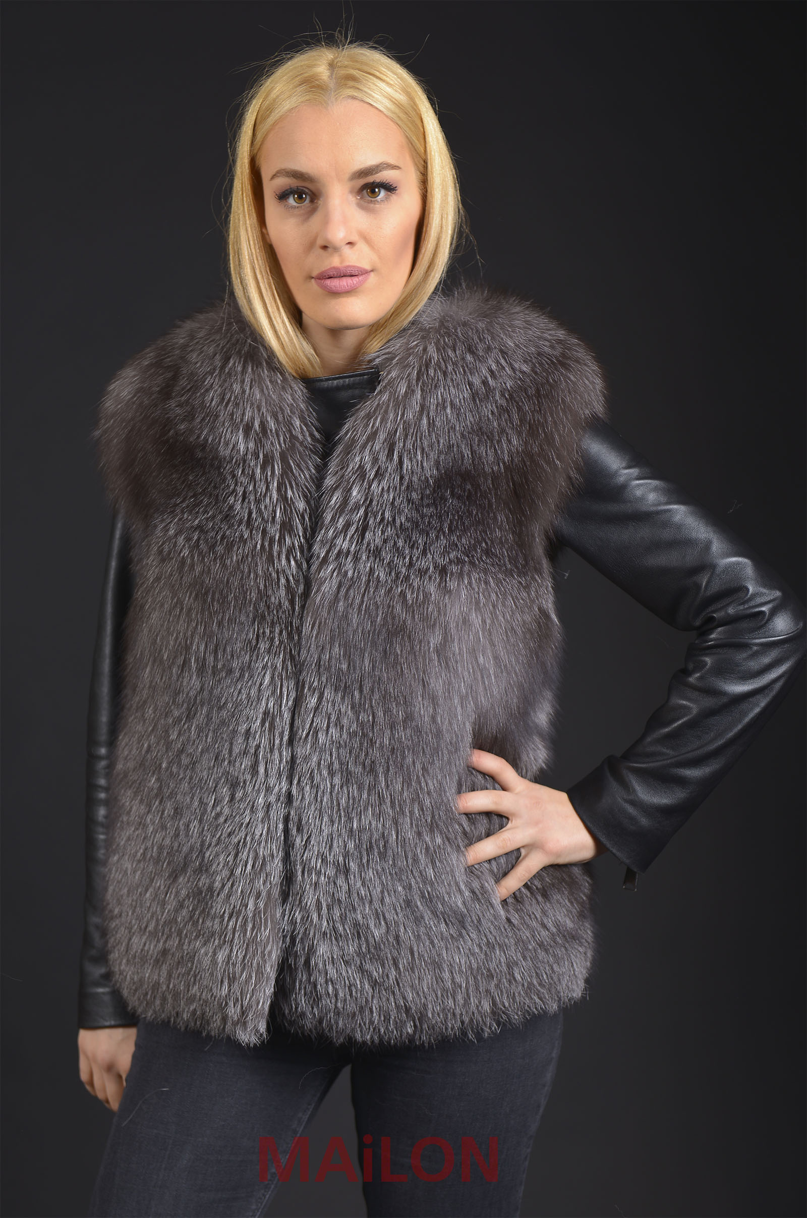 SAGA Blue Frost Fox fur vest 
