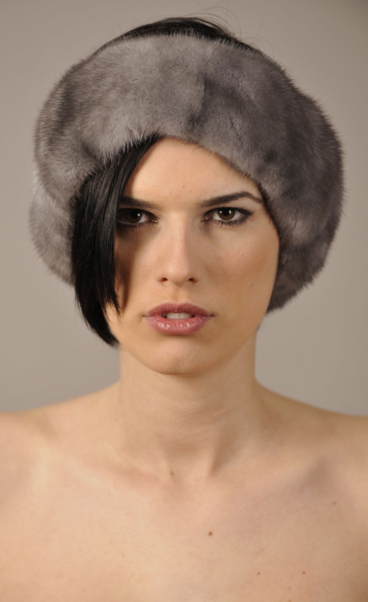 Blue Iris Mink Fur Headband - One Size