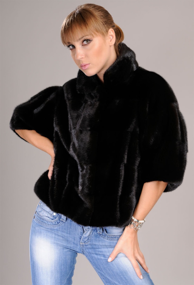 Black SAGA mink fur bolero
