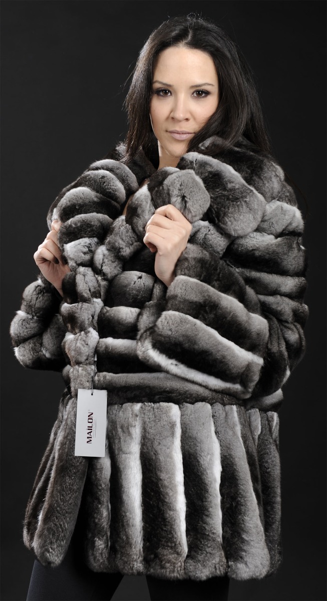 Empress chinchilla fur jacket with English collar