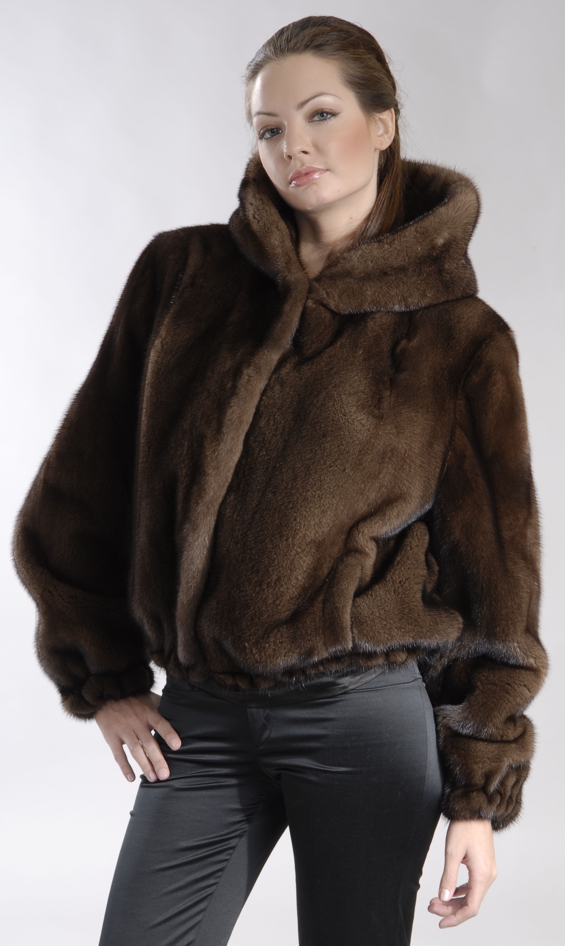 Hooded Demi Buff mink jacket