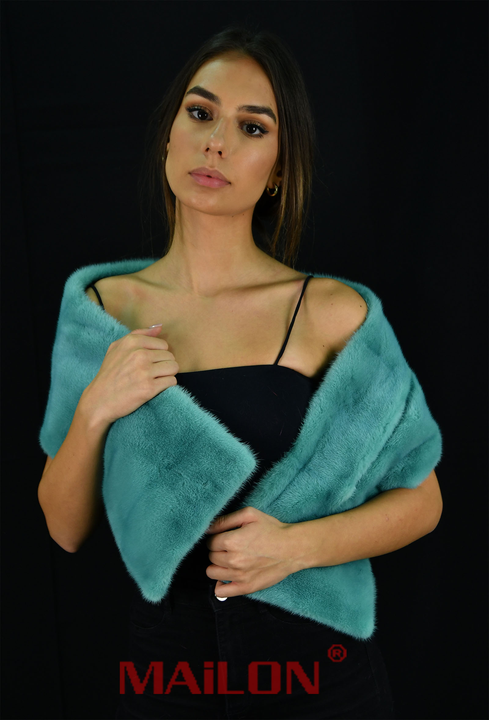 Light Green (dye) Mink Fur Scarf