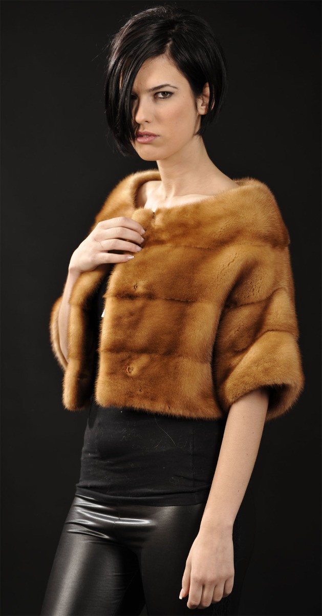 SAGA FURS Golden Mink Fur Bolero - short sleeve