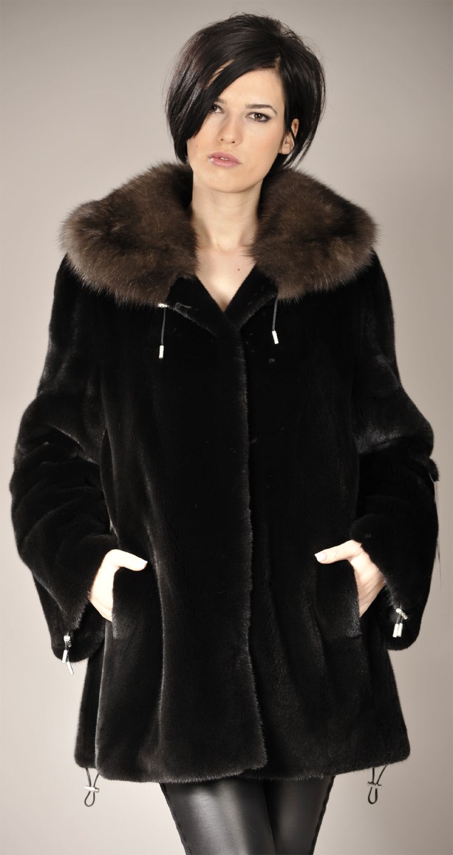 Blackglama mink fur jacket with Sable collar