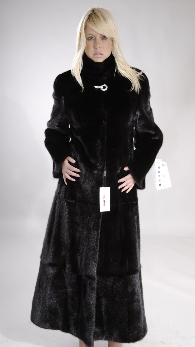 skin on skin Black Mink Fur Coat
