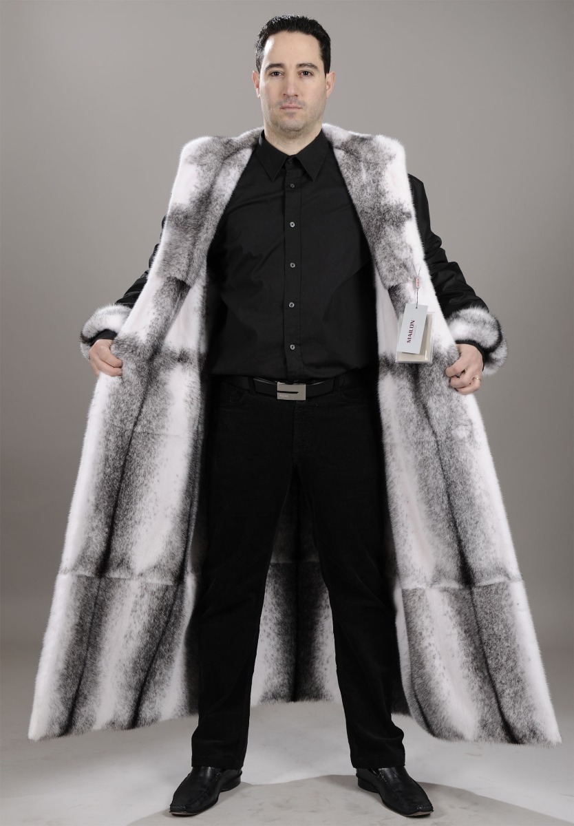 Reversible waterproof Black Cross Full Length Mens Mink Coat