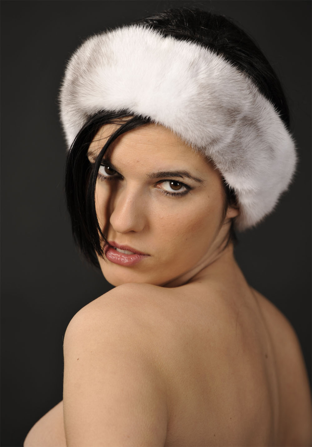 Black Cross / Silver Cross Mink Fur Headband - One Size