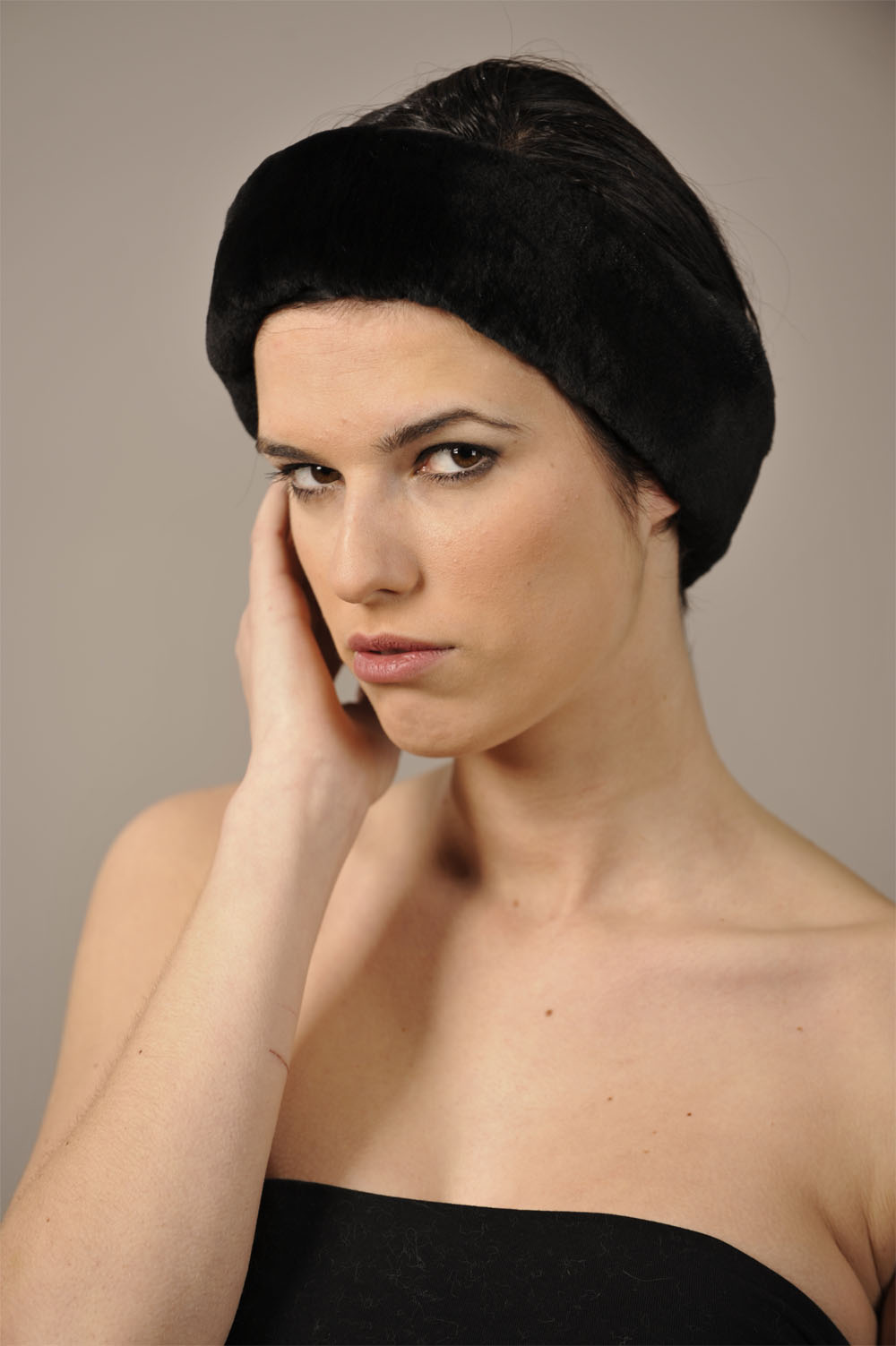 Sheared Black Mink Fur Headband - One Size