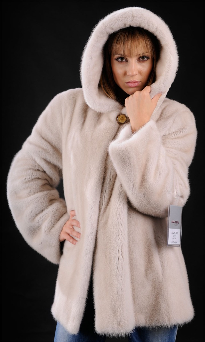 Hooded Pearl Mink Jacket coat parka