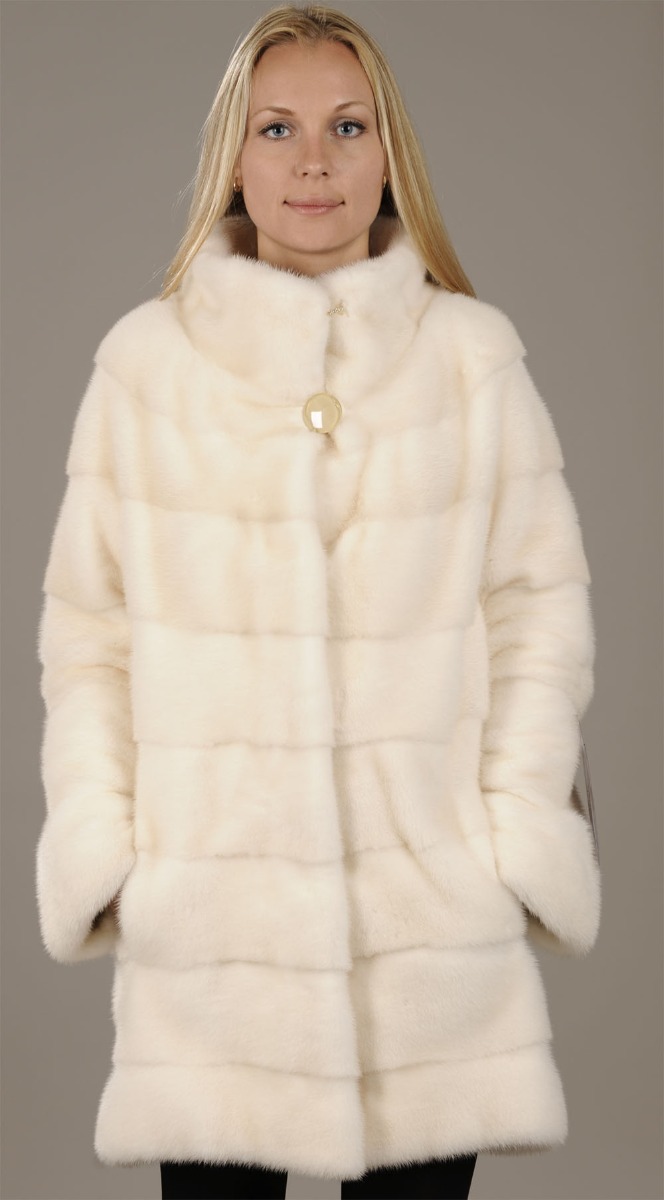 Golden Pearl Mink Coat - pelts across