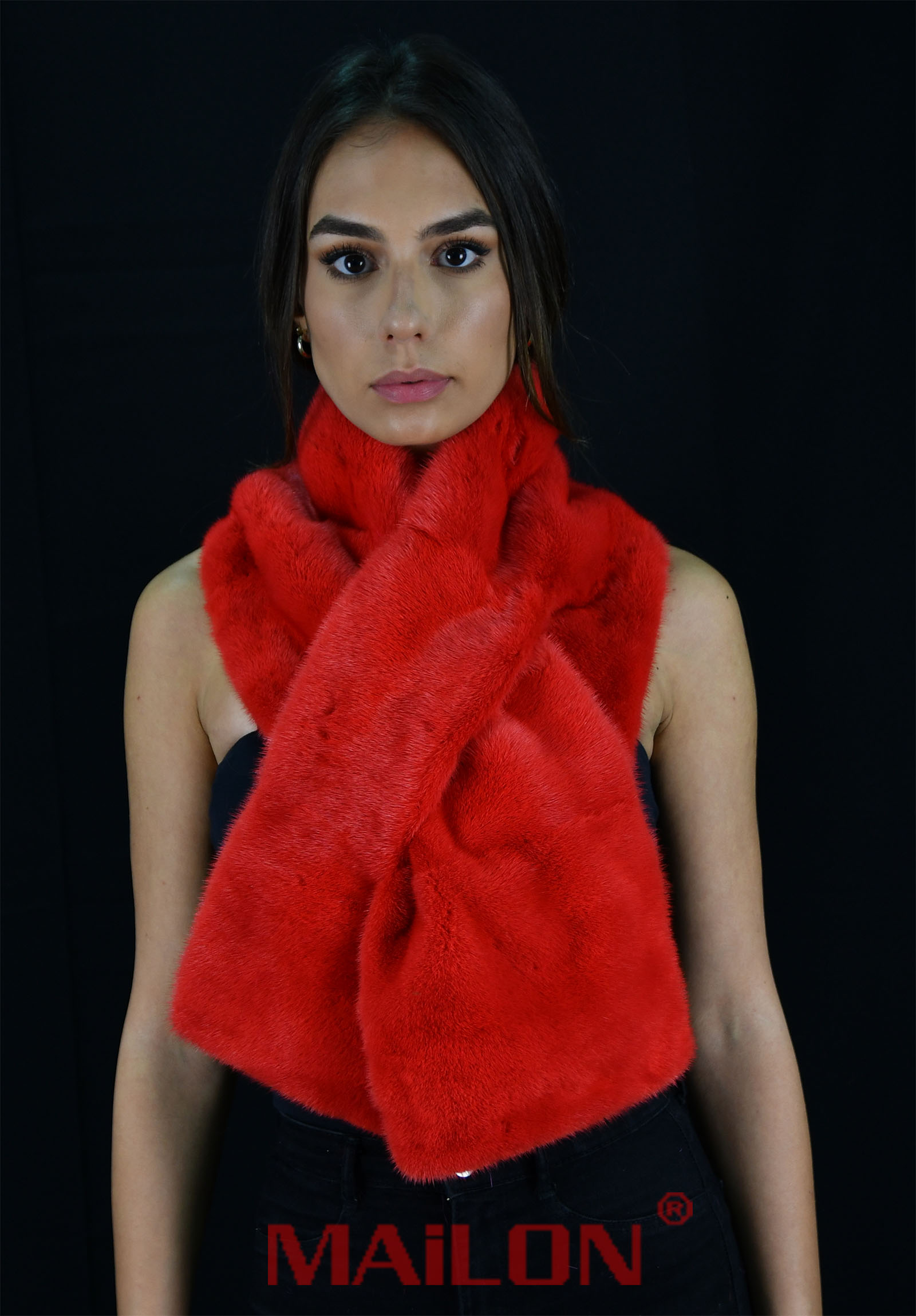 Red (dye) Mink Fur Scarf