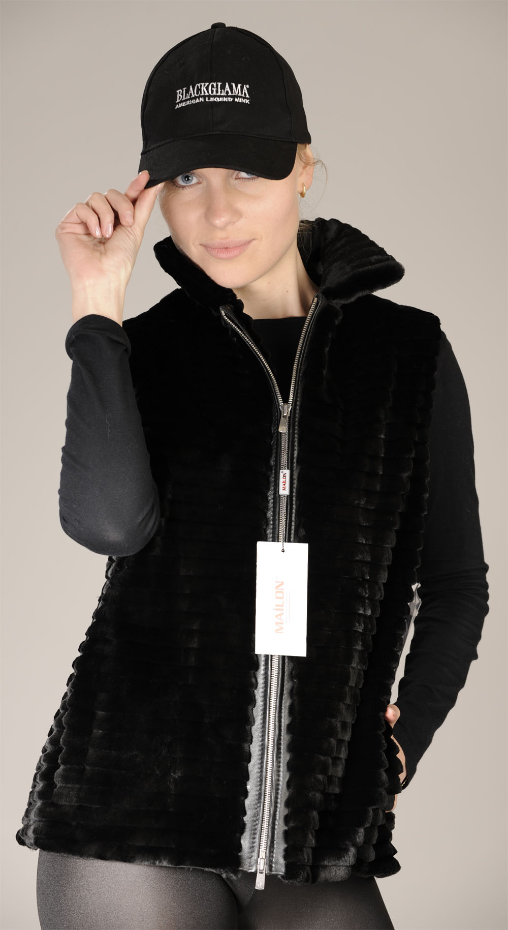 Sheared Black Mink Fur Vest made of mink pieces