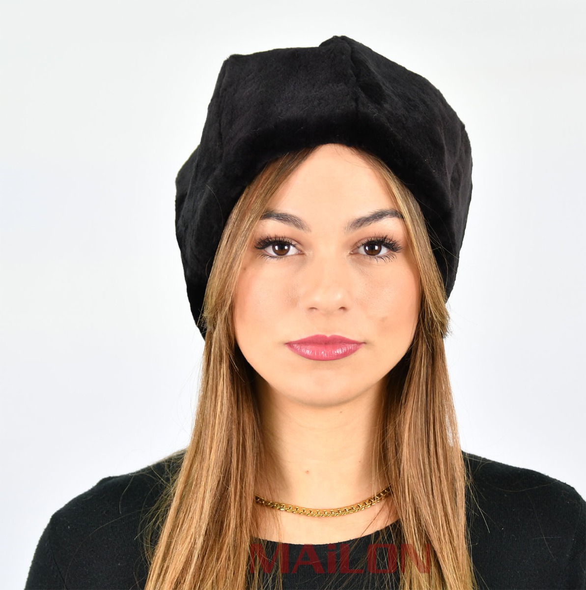 Sheared Black Mink Fur Hat Beret