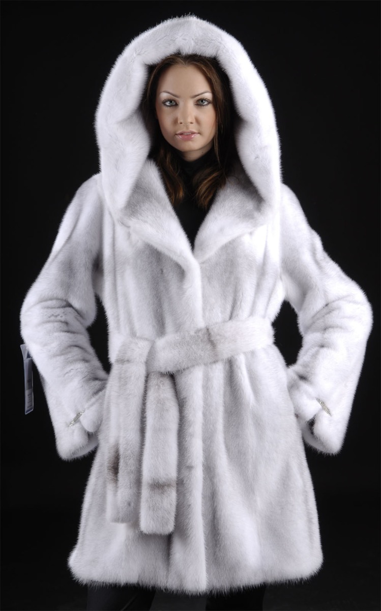 Letout Hooded Silver Cross Mink Coat Parka