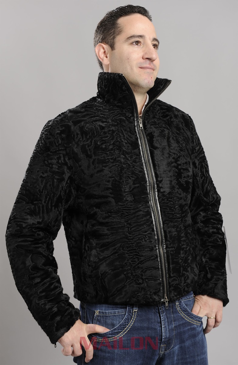 Mens Mans Swakara Fur jacket with zipper