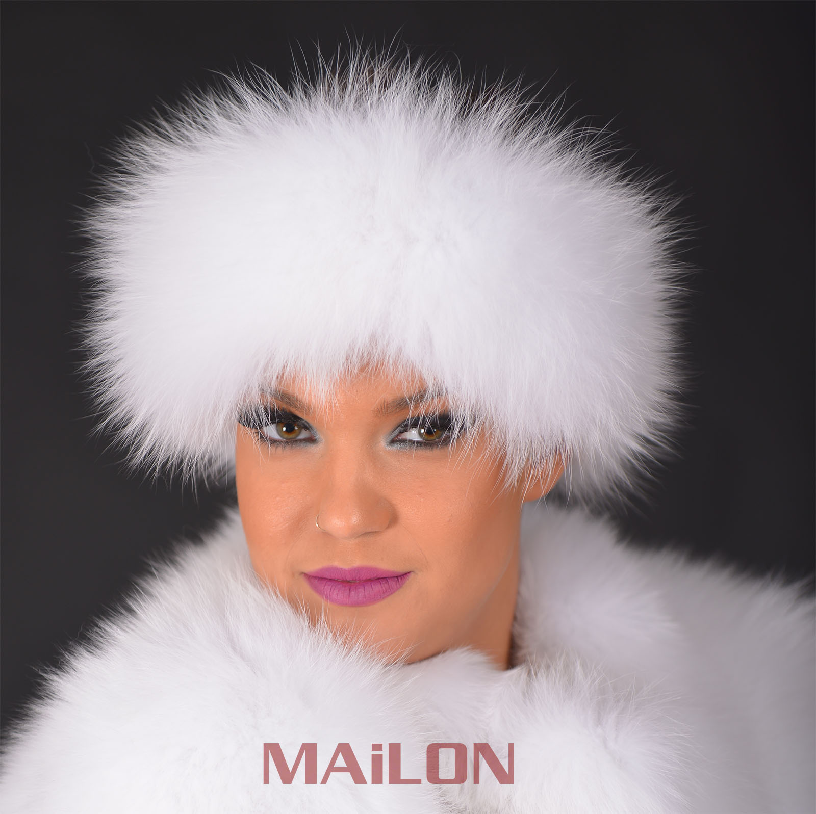 White Fox Fur Headband - One Size